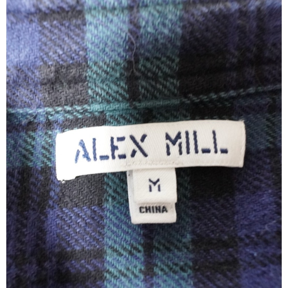Alex Mill Flannel Button Down Shirt M Plaid Blue Green Cotton Heritage Classic - Picture 4 of 12